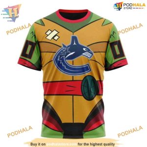 Custom Teenage Mutant Ninja Turtles Design NHL Vancouver Canucks Hoodie 3D 3