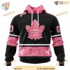Custom Toronto Maple Leafs 3D Hoodie in Pink, NHL Design for Breast Cancer Awareness
