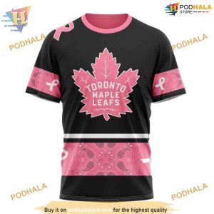 Custom Toronto Maple Leafs 3D Hoodie in Pink NHL Design for Breast Cancer Awareness 3