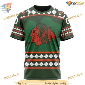 Custom Unisex Hockey Celebrate St Patrick's Day NHL Chicago Blackhawks Hoodie 3D 3