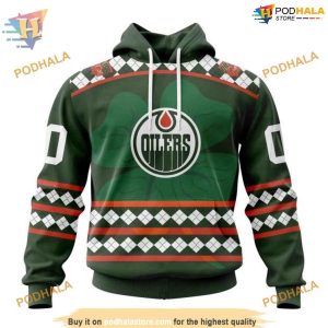 Custom Unisex Hockey Celebrate St Patrick's Day NHL Edmonton Oilers Hoodie 3D 1