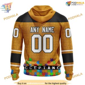 Custom Unisex Hockey Fights Against Autism NHL Chicago Blackhawks Hoodie 3D 2