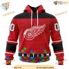 Custom Unisex Hockey Fights Against Autism NHL Detroit Red Wings Hoodie 3D
