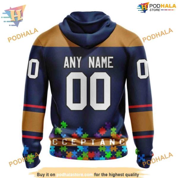 Custom Unisex Hockey Fights Against Autism NHL Edmonton Oilers Hoodie 3D