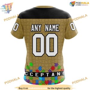 Custom Unisex Hockey Fights Against Autism NHL Vegas Golden Knights Hoodie 3D 4