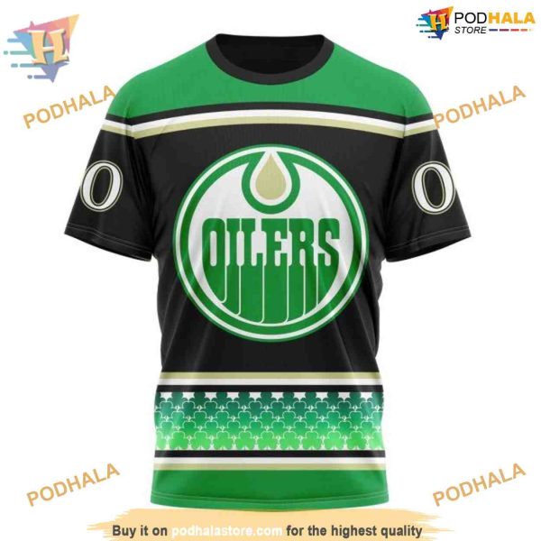 Custom Unisex Hockey St Patrick’s Day NHL Edmonton Oilers 3D Hoodie Shirt