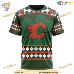 Custom Unisex Kits Hockey Celebrate St Patrick's Day NHL Calgary Flames Hoodie 3D 3