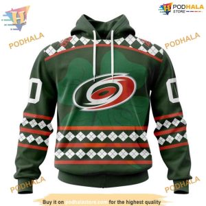 Custom Unisex Kits Hockey Celebrate St Patrick's Day NHL Carolina Hurricanes Hoodie 3D 1