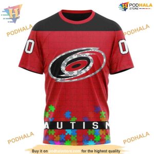 Custom Unisex Kits Hockey Fights Against Autism NHL Carolina Hurricanes Hoodie 3D 3