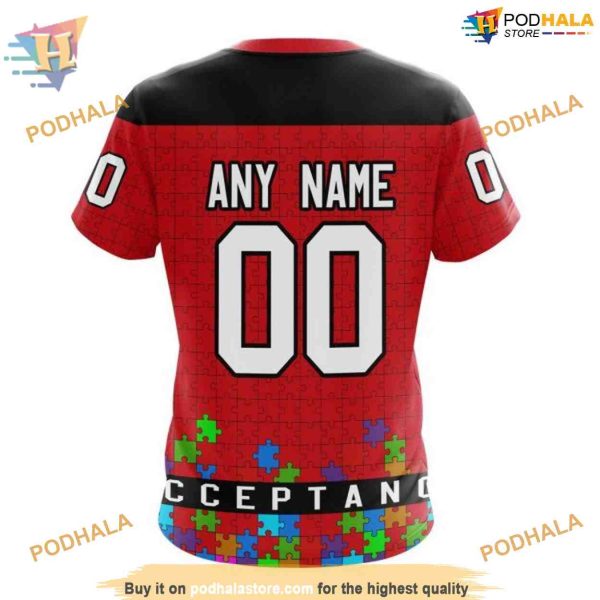 Custom Unisex Kits Hockey Fights Against Autism NHL Carolina Hurricanes Hoodie 3D