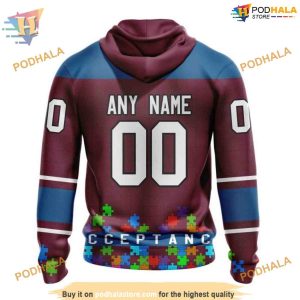 Custom Unisex Kits Hockey Fights Against Autism NHL Colorado Avalanche Hoodie 3D 2