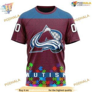 Custom Unisex Kits Hockey Fights Against Autism NHL Colorado Avalanche Hoodie 3D 3