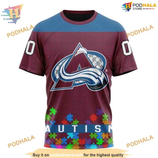Custom Unisex Kits Hockey Fights Against Autism NHL Colorado Avalanche Hoodie 3D