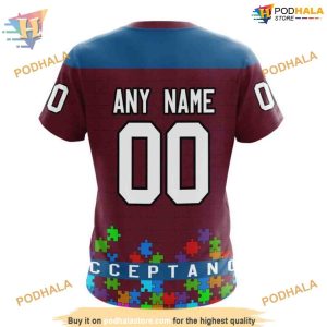 Custom Unisex Kits Hockey Fights Against Autism NHL Colorado Avalanche Hoodie 3D 4