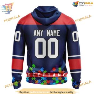 Custom Unisex Kits Hockey Fights Against Autism NHL Columbus Blue Jackets Hoodie 3D 2