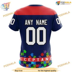 Custom Unisex Kits Hockey Fights Against Autism NHL Columbus Blue Jackets Hoodie 3D 4