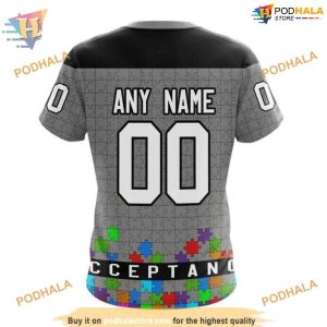 Custom Unisex Kits Hockey Fights Against Autism NHL Dallas Stars Hoodie 3D 4