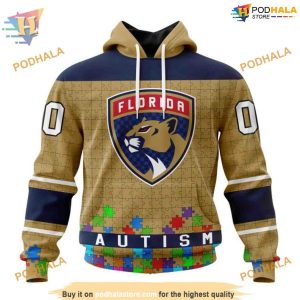 Custom Unisex Kits Hockey Fights Against Autism NHL Florida Panthers Hoodie 3D 1