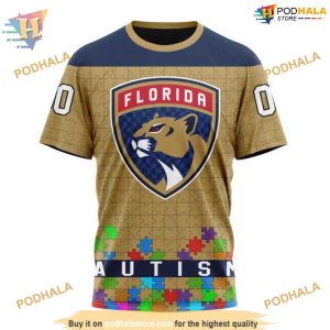 Custom Unisex Kits Hockey Fights Against Autism NHL Florida Panthers Hoodie 3D 3