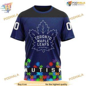 Custom Unisex Kits Hockey Fights Against Autism NHL Toronto Maple Leafs Hoodie 3D 3