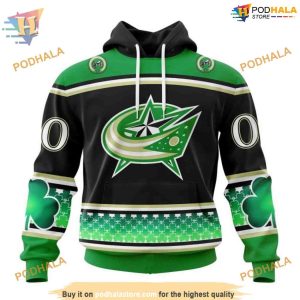 Custom Unisex St Patrick's Day NHL Columbus Blue Jackets 3D Hoodie 1