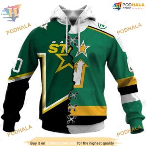 Custom Vintage Mix Minnesota North Stars Jersey Style NHL Dallas Stars Hoodie 3D 1