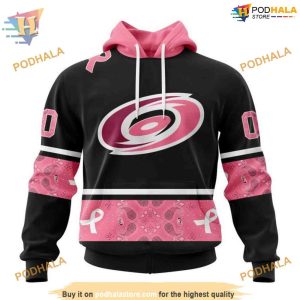 Custom WE WEAR PINK BREAST CANCER NHL Carolina Hurricanes Hoodie 3D 1