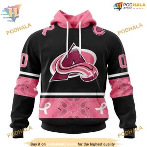 Custom WE WEAR PINK BREAST CANCER NHL Colorado Avalanche Hoodie 3D 1