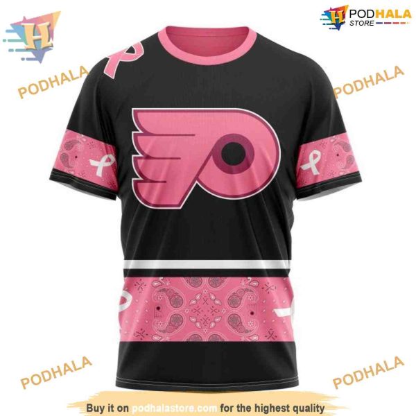 Custom WE WEAR PINK BREAST CANCER NHL Philadelphia Flyers Hoodie 3D