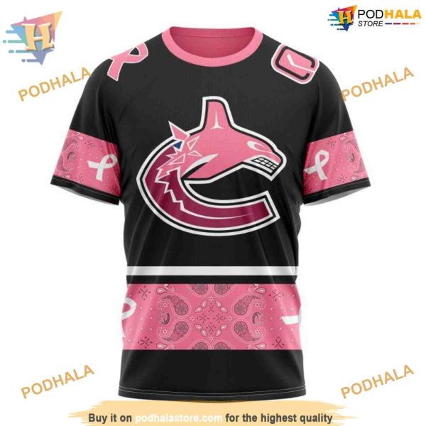 Custom WE WEAR PINK BREAST CANCER NHL Vancouver Canucks Hoodie 3D