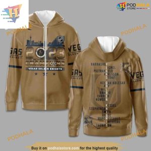 Custom Western Conference Champions Gold NHL Vegas Golden Knights Hoodie 3D 2