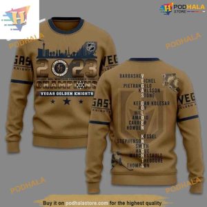Custom Western Conference Champions Gold NHL Vegas Golden Knights Hoodie 3D 4