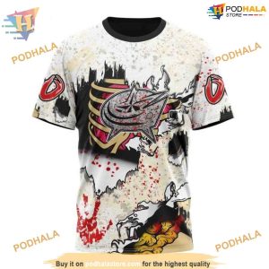 Custom Zombie Style For Halloween NHL Columbus Blue Jackets Hoodie 3D 3