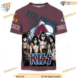 Custom mix Kiss Band Style NHL Colorado Avalanche Hoodie 3D Sweatshirt 2