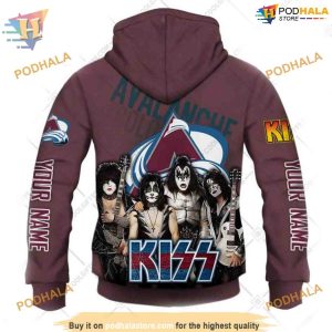 Custom mix Kiss Band Style NHL Colorado Avalanche Hoodie 3D Sweatshirt 3