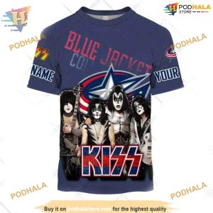 Custom mix Kiss Band Style NHL Columbus Blue Jackets Hoodie 3D 2