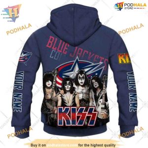 Custom mix Kiss Band Style NHL Columbus Blue Jackets Hoodie 3D 3