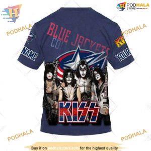 Custom mix Kiss Band Style NHL Columbus Blue Jackets Hoodie 3D 4