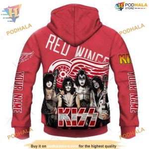 Custom mix Kiss Band Style NHL Detroit Red Wings Hoodie 3D 3