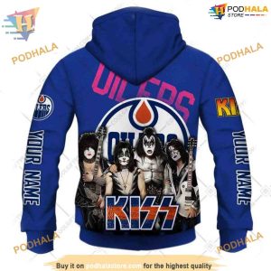 Custom mix Kiss Band Style NHL Edmonton Oilers Hoodie 3D 3