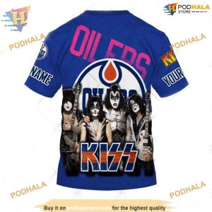 Custom mix Kiss Band Style NHL Edmonton Oilers Hoodie 3D 4