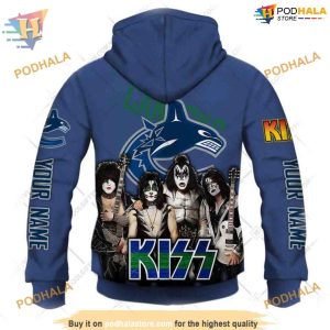 Custom mix Kiss Band Style NHL Vancouver Canucks Hoodie 3D 3