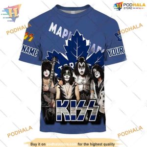 Custom x Kiss Band Style NHL Toronto Maple Leafs Hoodie 3D 2