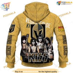 Custom x Kiss Band Style NHL Vegas Golden Knights Hoodie 3D Shirt 3
