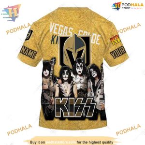 Custom x Kiss Band Style NHL Vegas Golden Knights Hoodie 3D Shirt 4