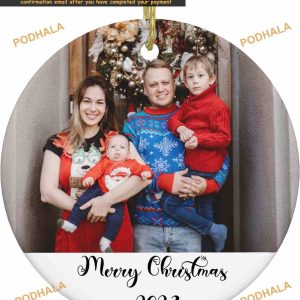 Customized Ceramic Xmas Photo Ornament 2023 Unique Family & Pet Keepsake