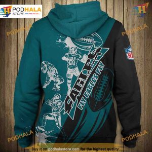 Cute Cartoon Player Philadelphia Eagles 3D Hoodie NFL Eagles Clothing 2
