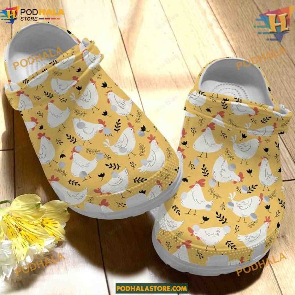 Cute Chicken Pattern Crocs Classic Clogs, Funny Christmas Gifts