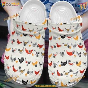 Cute Chicken Pattern Crocs Classic Clogs, Trending Gifts for Poultry Fans