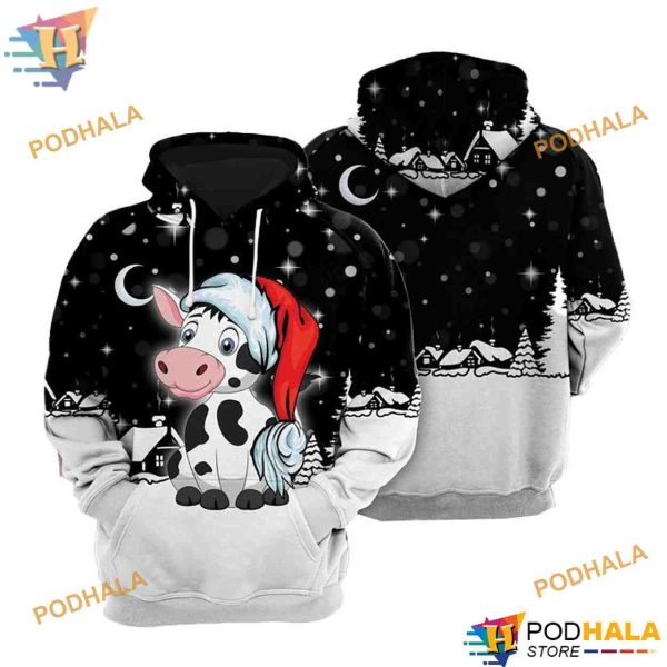 Cute Cow Night Funny Christmas Hoodie, Funny Xmas Gifts